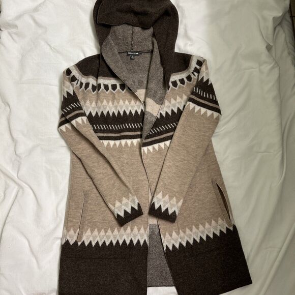Toad&Co Sweaters - Merino wool Toad and Company Brown Navajo theme Hooded sweater jacket women’s XS